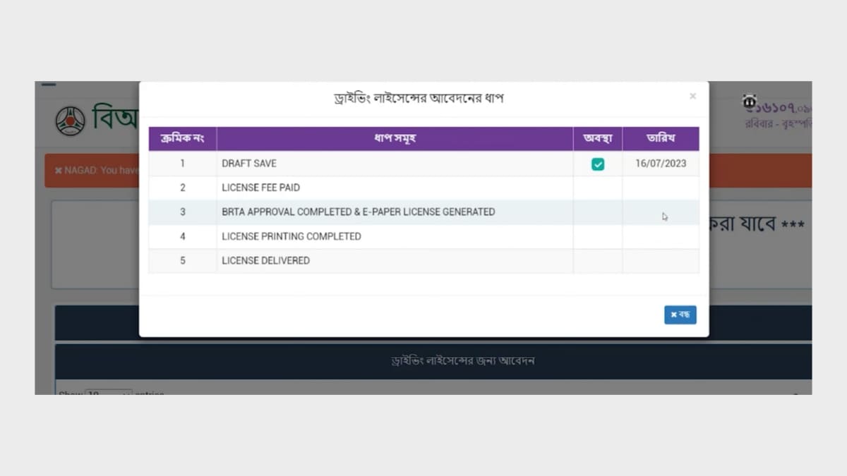 ড্রাইভিং লাইসেন্স ভুল সংশোধন ফি পরিশোধের নিয়ম ২০২৪