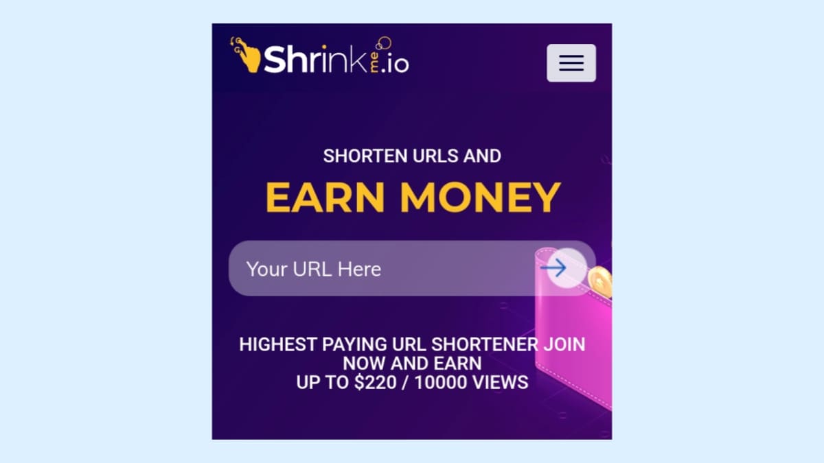 Shrinkme.io থেকে টাকা ইনকাম