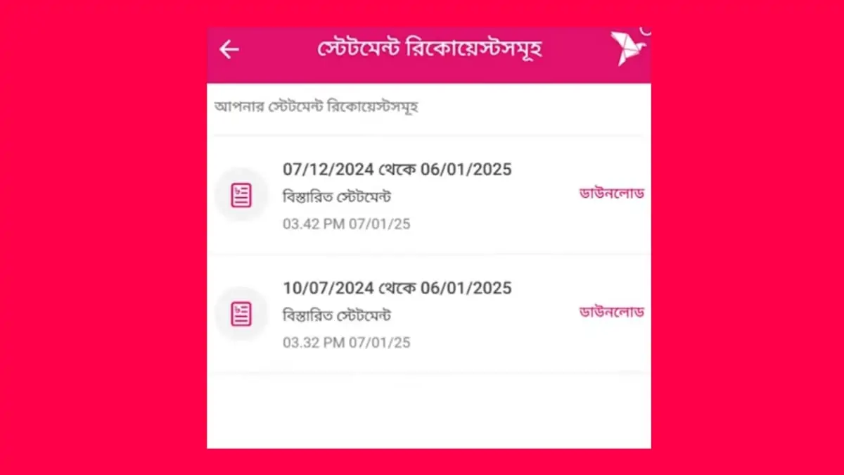 বিকাশ স্টেটমেন্ট দেখার নিয়ম 