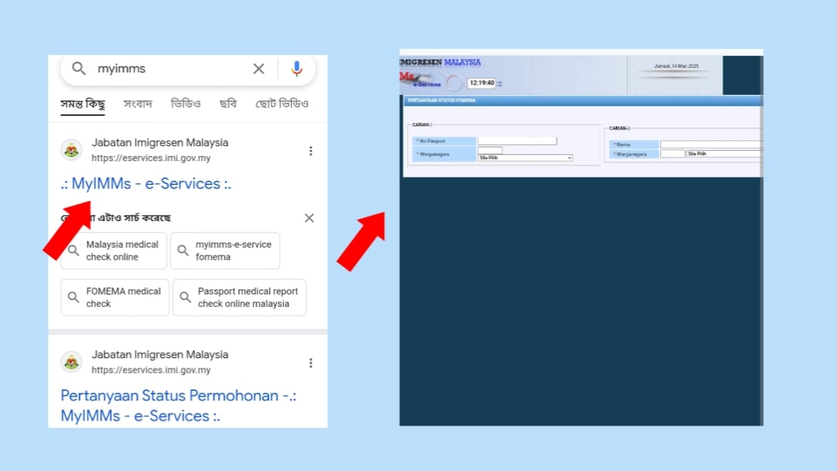 পাসপোর্ট নাম্বার দিয়ে মালয়েশিয়া কলিং ভিসা চেক