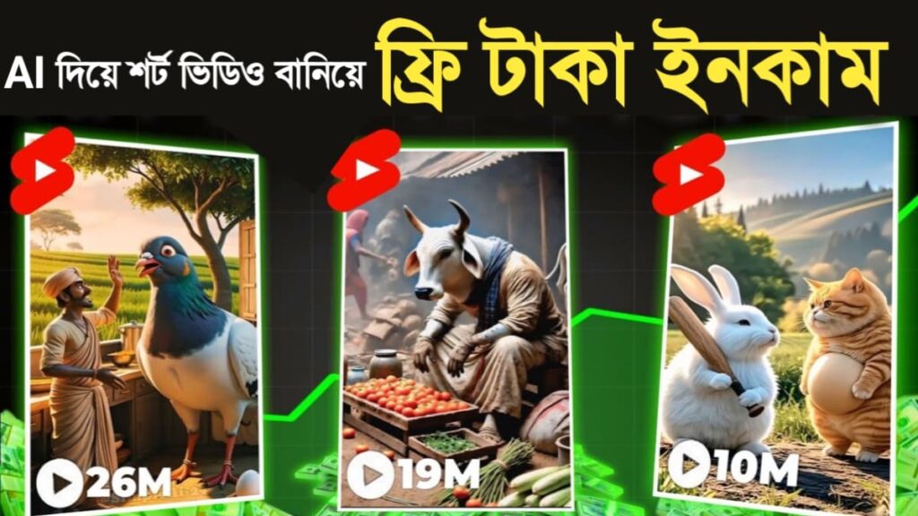 Ai দিয়ে শর্ট ভিডিও বানিয়ে ফ্রি টাকা ইনকাম