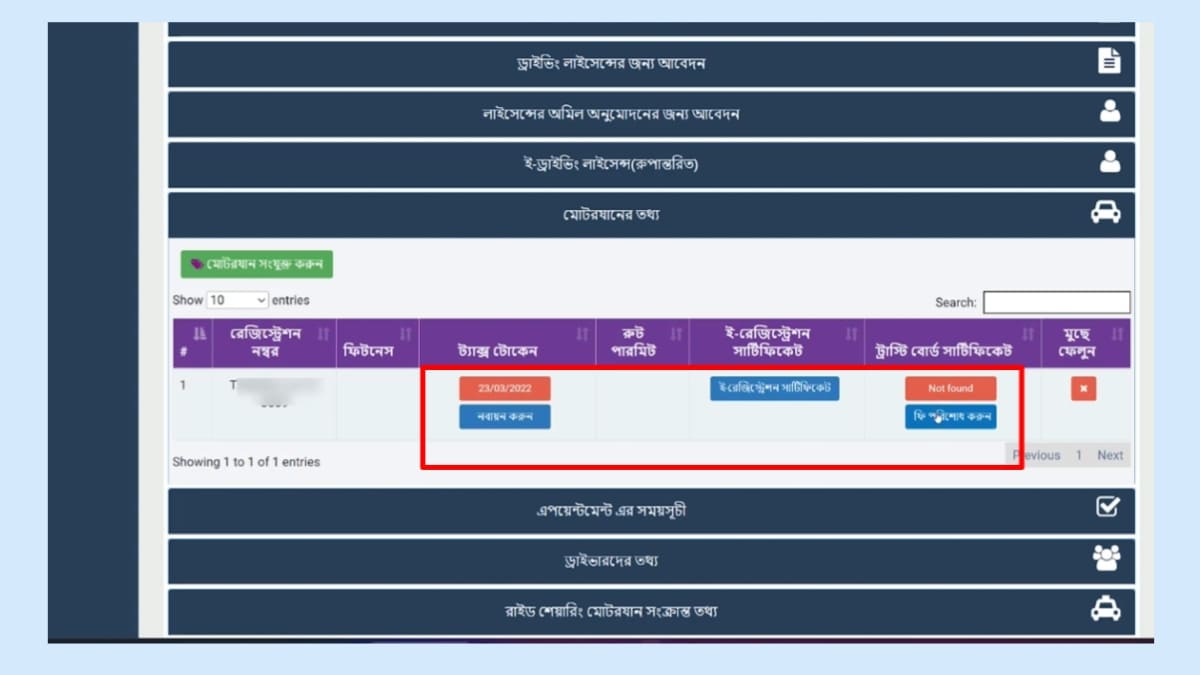 Tax token নবায়ন